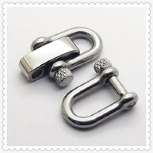 Verstelbare RVS Harpsluiting (adjustable D-shackle) 8mm glanzend zilver knurled pin